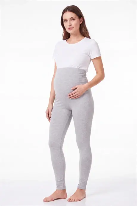 Adjustable High Waist Cotton Lycra Long Maternity Leggings - 1