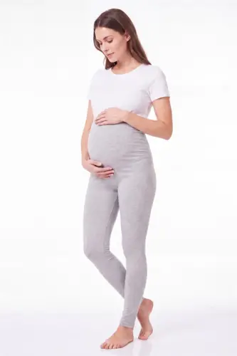 Adjustable High Waist Cotton Lycra Long Maternity Leggings - BÜYÜKBEDENIZ (1)