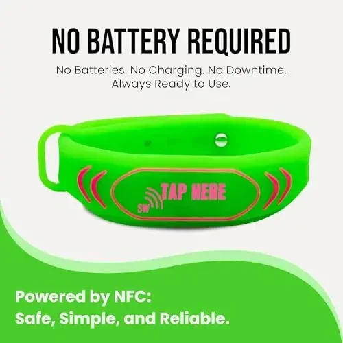 Adjustable Kids ID Bracelet – NFC Smart Safety Band with “Tap Here” Logo, Child ID Wristband for Nonverbal Kids & Medical Info, Waterproof Silicone, Not GPS, No Subscription - 5