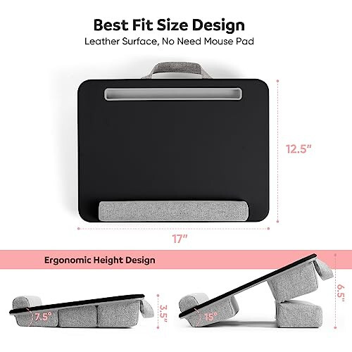 Adjustable Laptop Lap Desk, Lap Desk with Cushion, Storage Function, Cubbies for Home Office Adults Students, Laptop Stand for Lap with Tablet & Phone Holder, Fits up to 15.6 Inch Laptop - 5