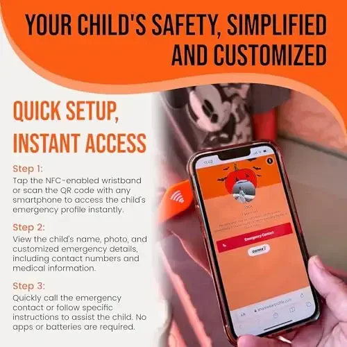 Adjustable QR Code Bracelet for Kids – Smart Safety ID Band with Scannable Emergency Profile, Waterproof Silicone Wristband, Not GPS, No Subscription, Travel & School - 5