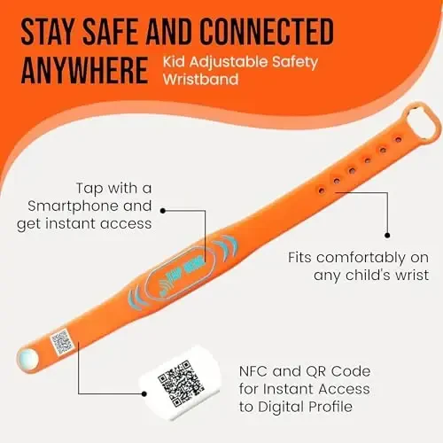 Adjustable QR Code Bracelet for Kids – Smart Safety ID Band with Scannable Emergency Profile, Waterproof Silicone Wristband, Not GPS, No Subscription, Travel & School - 6