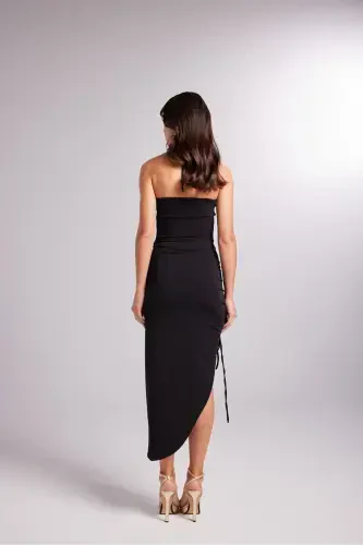 Adjustable Ruched Midi Poena Skirt Black - 6