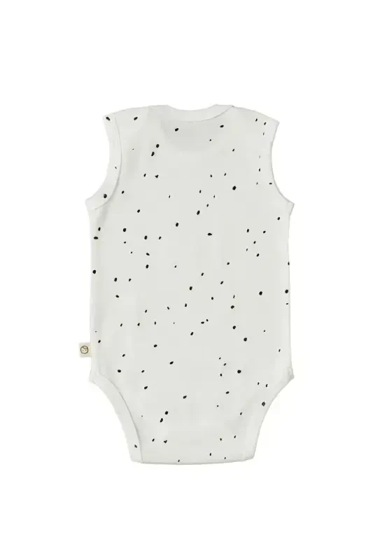 Adjustable Snap Bodysuit Cosmos White Organic Cotton-White Dots - 2