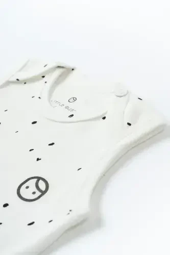 Adjustable Snap Bodysuit Cosmos White Organic Cotton-White Dots - 3