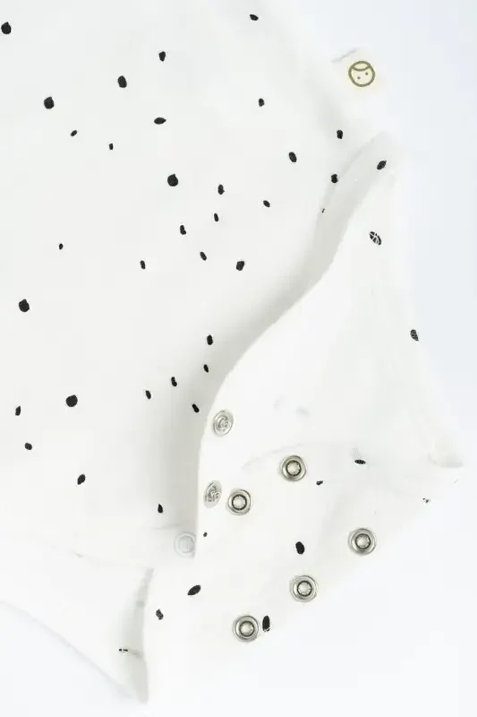 Adjustable Snap Bodysuit Cosmos White Organic Cotton-White Dots - 4