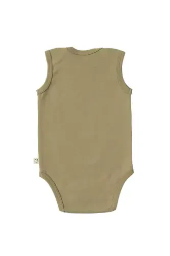 Adjustable Snap-Crotch Tank Top Khaki Organic Cotton Gusto Printed-Khaki - LITTLE GUSTO (1)