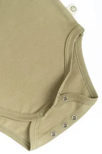 Adjustable Snap-Crotch Tank Top Khaki Organic Cotton Gusto Printed-Khaki - 4