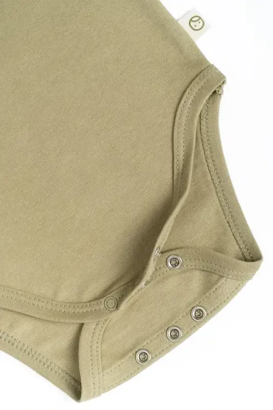 Adjustable Snap-Crotch Tank Top Khaki Organic Cotton Gusto Printed-Khaki - 4