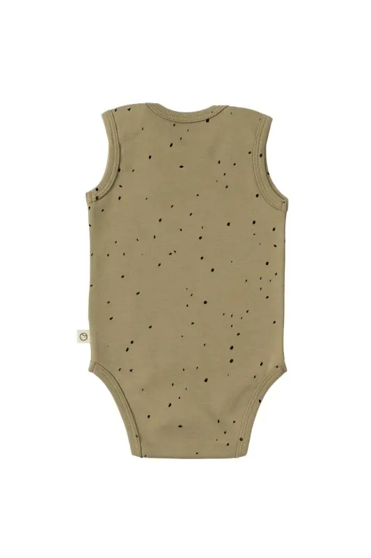 Adjustable Snap Fastener Tank Top Cosmos Khaki Organic Cotton-Khaki Dots - 2