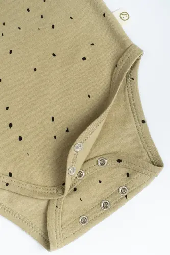 Adjustable Snap Fastener Tank Top Cosmos Khaki Organic Cotton-Khaki Dots - 4