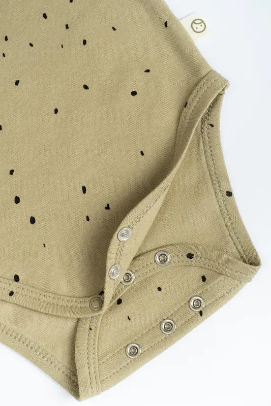 Adjustable Snap Fastener Tank Top Cosmos Khaki Organic Cotton-Khaki Dots - 4