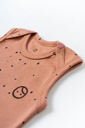 Adjustable Snap Undershirt Cosmos Pink Organic Cotton-Pink Dots - 3
