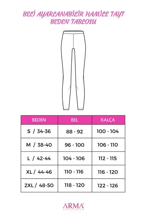 Adjustable Waist Black Flexible High Waist Maternity Leggings - BÜYÜKBEDENIZ