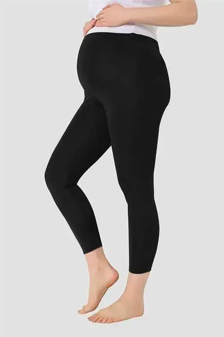 Adjustable Waist Black Flexible High Waist Maternity Leggings - 2
