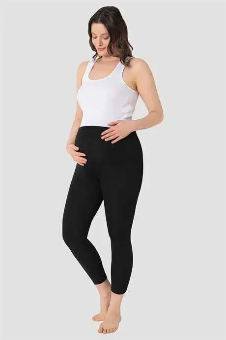 Adjustable Waist Black Flexible High Waist Maternity Leggings - 5