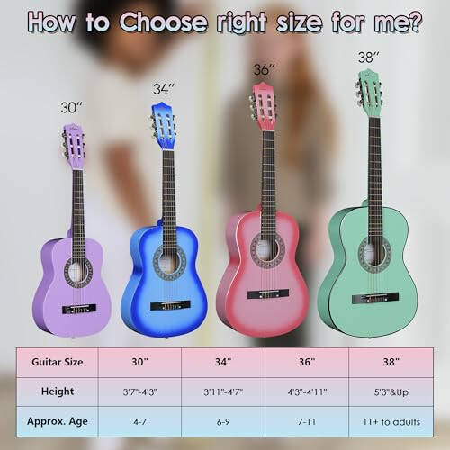 ADM Beginner Acoustic Classical Guitar 30 Inch Nylon Strings Wooden Guitar Bundle Kit for Kid Boy Girl Student Youth Guitarra Online Lessons with Gig Bag, Strap, Tuner, Extra Strings, Picks,Blue - 6