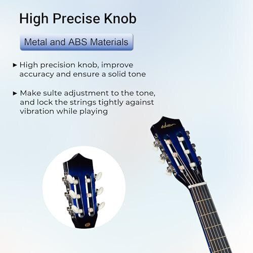 ADM Beginner Acoustic Classical Guitar 38 Inch Nylon Strings Wooden Guitar Bundle Kit for Kid Boy Girl Student Youth Guitarra Online Lessons with Gig Bag, Strap, Tuner, Strings, Blue - 5