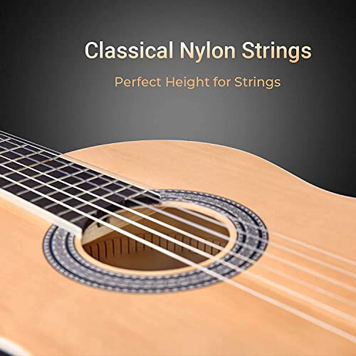 ADM Full Size Classical Nylon Strings Acoustic Guitar 39 Inch Classic Guitarra Starter Bundle for Adult with Free Lessons, Gig Bag, Tuner, Footstool, Kids Student Beginner Kits, Nature - 5