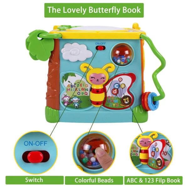 Adofi Busy Learners Activity Cube, 5-in-1 Montessori Toys for 1 Year Old - 4