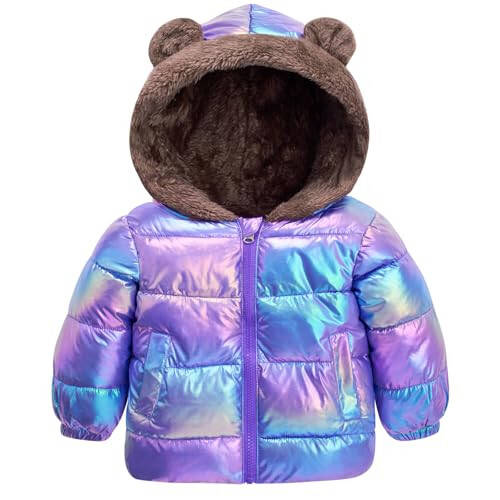 ADUKIDE 6M-4T Baby Girls Boys Winter Coat Toddler Puffer Fleece Bear Ears Coats Outerwear with Pockets - 1