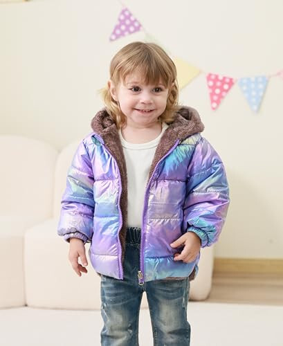 ADUKIDE 6M-4T Baby Girls Boys Winter Coat Toddler Puffer Fleece Bear Ears Coats Outerwear with Pockets - 4