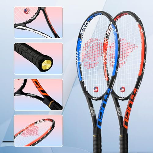 Adult 2 Player Tennis Racket Perfect for Beginner and Professional Players, 27” Speed Tennis Racquet Include Tennis Balls, Overgrips, Tennis Bag, Vibration Dampe, Cover - 3