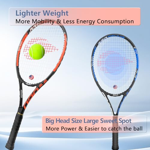 Adult 2 Player Tennis Racket Perfect for Beginner and Professional Players, 27” Speed Tennis Racquet Include Tennis Balls, Overgrips, Tennis Bag, Vibration Dampe, Cover - 4