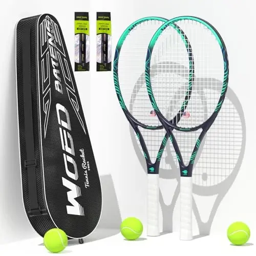 Adult 2 Player Tennis Racket Perfect for Beginner and Professional Players, 27” Speed Tennis Racquet Include Tennis Balls, Overgrips, Tennis Bag, Vibration Dampe, Cover - 1
