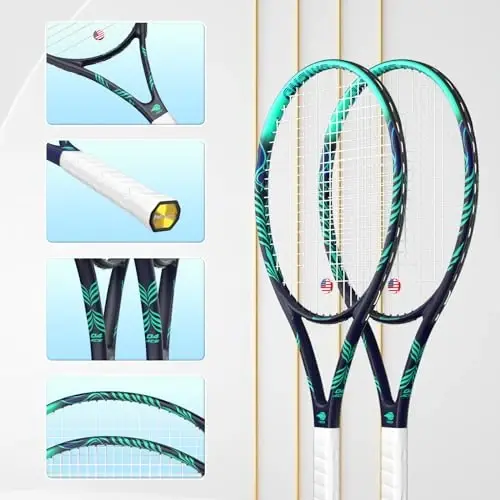 Adult 2 Player Tennis Racket Perfect for Beginner and Professional Players, 27” Speed Tennis Racquet Include Tennis Balls, Overgrips, Tennis Bag, Vibration Dampe, Cover - 3