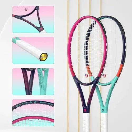 Adult 2 Player Tennis Racket Perfect for Beginner and Professional Players, 27” Speed Tennis Racquet Include Tennis Balls, Overgrips, Tennis Bag, Vibration Dampe, Cover - 3