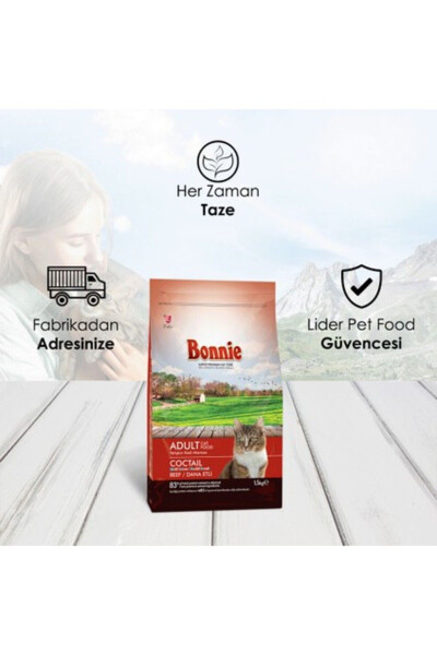 Adult Cat Food with Colorful Grain and Beef 1.5 Kg X 3 Pieces - 2