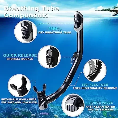 Adult Pano 3 Scuba Diving Mask, Tempered Glass Snorkel Mask Anti-Fog Swim Mask No Leakage Swim Goggles with Nose Cover Snorkeling Gear for Snorkeling, Freediving, Swimming - 6