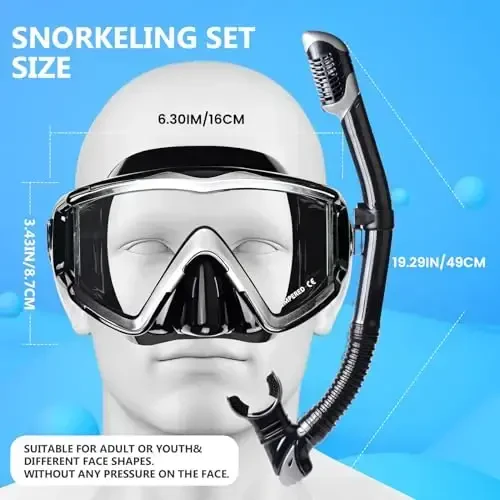 Adult Pano 3 Scuba Diving Mask, Tempered Glass Snorkel Mask Anti-Fog Swim Mask No Leakage Swim Goggles with Nose Cover Snorkeling Gear for Snorkeling, Freediving, Swimming - 7