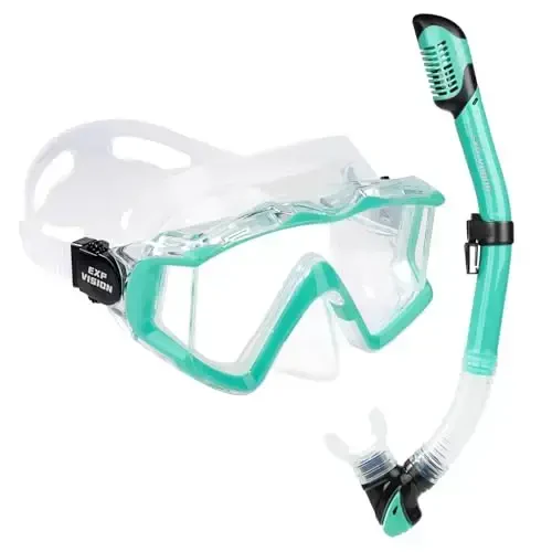 Adult Pano 3 Scuba Diving Mask, Tempered Glass Snorkel Mask Anti-Fog Swim Mask No Leakage Swim Goggles with Nose Cover Snorkeling Gear for Snorkeling, Freediving, Swimming - EXP VISION