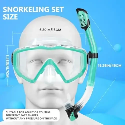 Adult Pano 3 Scuba Diving Mask, Tempered Glass Snorkel Mask Anti-Fog Swim Mask No Leakage Swim Goggles with Nose Cover Snorkeling Gear for Snorkeling, Freediving, Swimming - 7