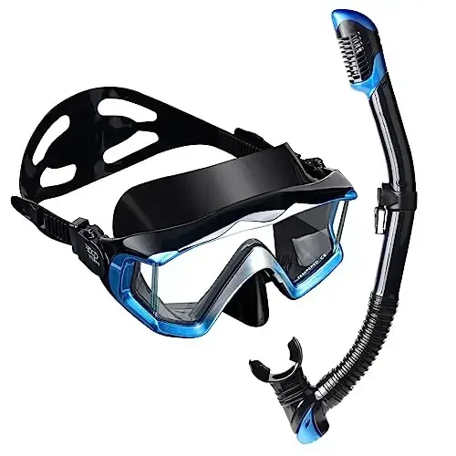 Adult Pano 3 Scuba Diving Mask, Tempered Glass Snorkel Mask Anti-Fog Swim Mask No Leakage Swim Goggles with Nose Cover Snorkeling Gear for Snorkeling, Freediving, Swimming - 1