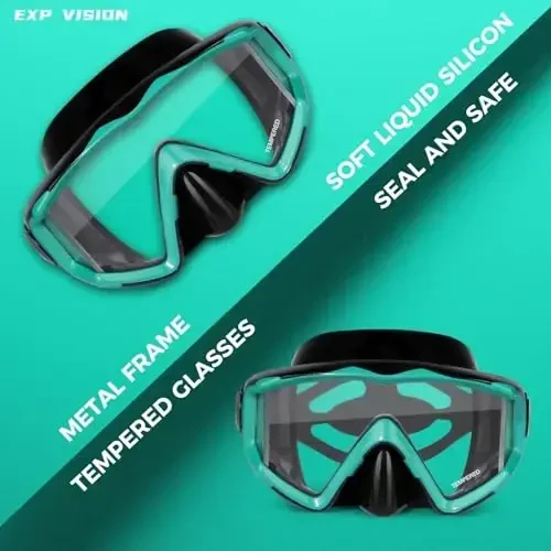 Adult Pano 3 Scuba Diving Mask, Tempered Glass Snorkel Mask Anti-Fog Swim Mask No Leakage Swim Goggles with Nose Cover Snorkeling Gear for Snorkeling, Freediving, Swimming - 4