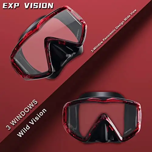 Adult Pano 3 Scuba Diving Mask, Tempered Glass Snorkel Mask Anti-Fog Swim Mask No Leakage Swim Goggles with Nose Cover Snorkeling Gear for Snorkeling, Freediving, Swimming - 2