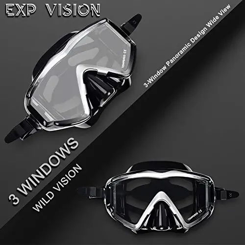 Adult Pano 3 Scuba Diving Mask, Tempered Glass Snorkel Mask Anti-Fog Swim Mask No Leakage Swim Goggles with Nose Cover Snorkeling Gear for Snorkeling, Freediving, Swimming - 3