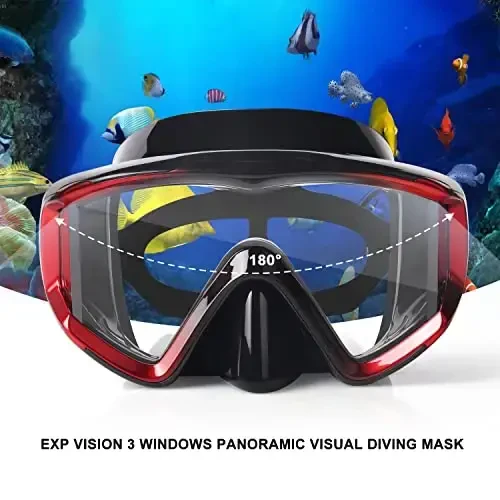 Adult Pano 3 Scuba Diving Mask, Tempered Glass Snorkel Mask Anti-Fog Swim Mask No Leakage Swim Goggles with Nose Cover Snorkeling Gear for Snorkeling, Freediving, Swimming - 2