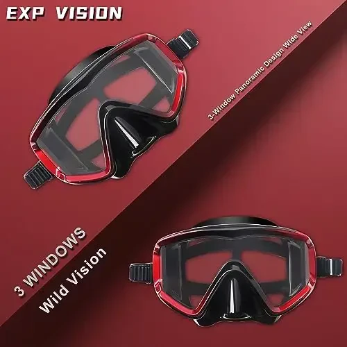 Adult Pano 3 Scuba Diving Mask, Tempered Glass Snorkel Mask Anti-Fog Swim Mask No Leakage Swim Goggles with Nose Cover Snorkeling Gear for Snorkeling, Freediving, Swimming - 3