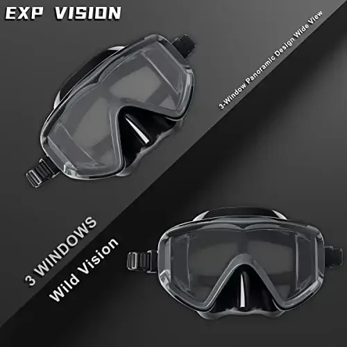 Adult Pano 3 Scuba Diving Mask, Tempered Glass Snorkel Mask Anti-Fog Swim Mask No Leakage Swim Goggles with Nose Cover Snorkeling Gear for Snorkeling, Freediving, Swimming - 4