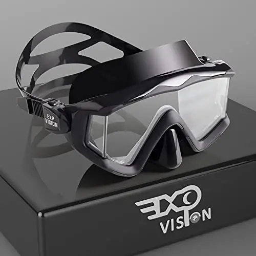 Adult Pano 3 Scuba Diving Mask, Tempered Glass Snorkel Mask Anti-Fog Swim Mask No Leakage Swim Goggles with Nose Cover Snorkeling Gear for Snorkeling, Freediving, Swimming - EXP VISION