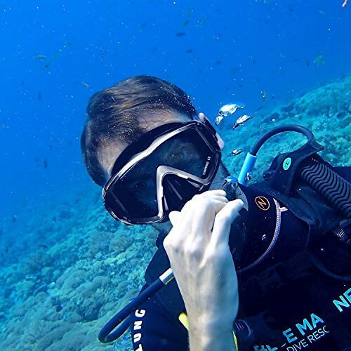 Adult Pano 3 Window Scuba Diving Mask, Tempered Glass Snorkel Mask Anti-Fog Swim Mask No Leakage Swim Goggles with Nose Cover Snorkeling Gear for Snorkeling, Freediving, Swimming - 6