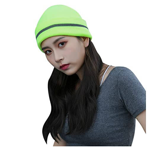 Adult Reflective Knit Beanie Hats Warm Winter Hats Headwear for Work Running Men Women Hat - 3