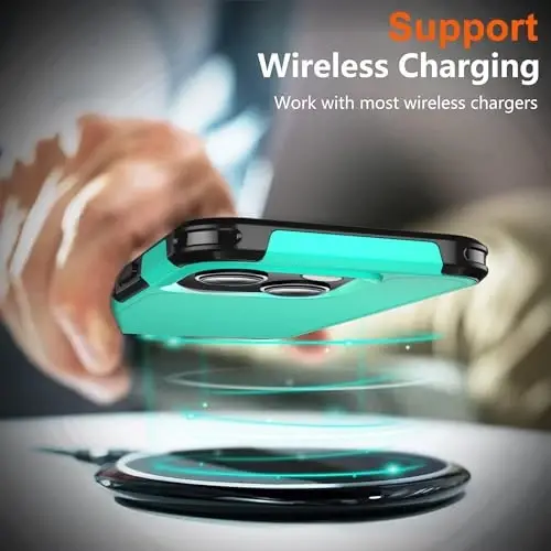 AEDILYS Shockproof for iPhone 15 Case,[15 FT Military Grade Drop Protection],with 2X [Tempered Glass Screen Protector ] with Air Bumpers Full-Body Protective Phone Case, (Green Black) - 6