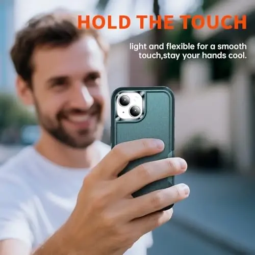 AEDILYS Shockproof for iPhone 15 Case,[15 FT Military Grade Drop Protection],with 2X [Tempered Glass Screen Protector ] with Air Bumpers Full-Body Protective Phone Case, Blackish Green - 7