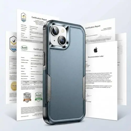 AEDILYS Shockproof for iPhone 15 Case,[15 FT Military Grade Drop Protection],with 2X [Tempered Glass Screen Protector ] with Air Bumpers Full-Body Protective Phone Case-Navy Blue - 1