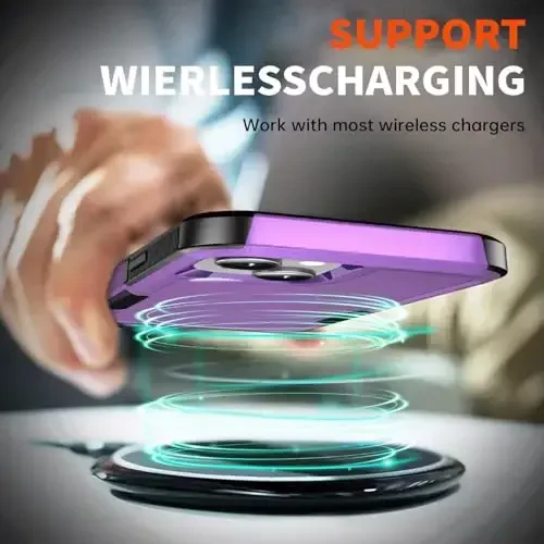 AEDILYS iPhone 15 uchun zarbga chidamli g'ilof, [15 FT harbiy standartga muvofiq himoya], 2X [temperlangan shisha ekran himoyachisi] havo bamperlari bilan to'liq himoya qiluvchi telefon g'ilofi - Binafsha - 6